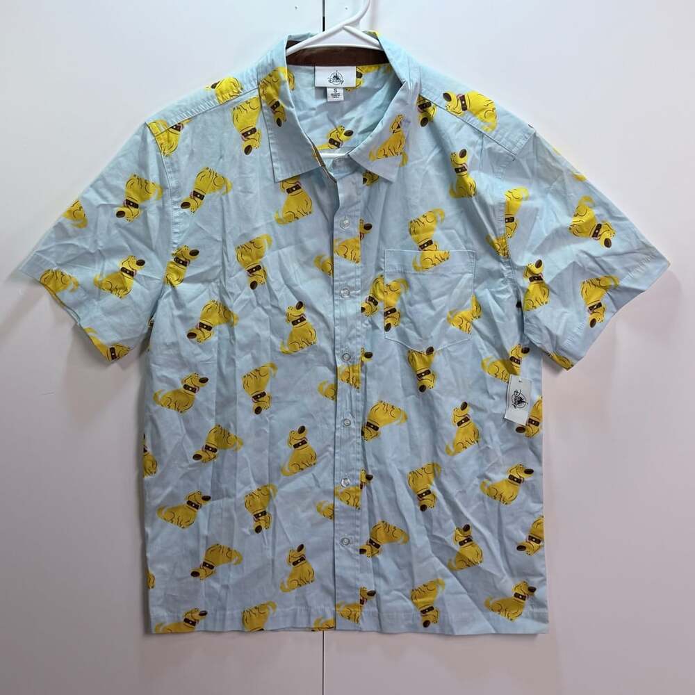Disney Parks Up Doug Button Up Shirt Size S Blue Cotton Short Sleeve